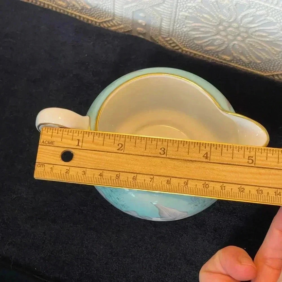 Wedgwood Bone China Buxton Turquoise with Gold Rim Creamer and Sugar Set - Picture 10 of 13